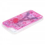 Wholesale iPhone 7 LED Flash Design Liquid Star Dust Case (Eiffel Tower Hot Pink)